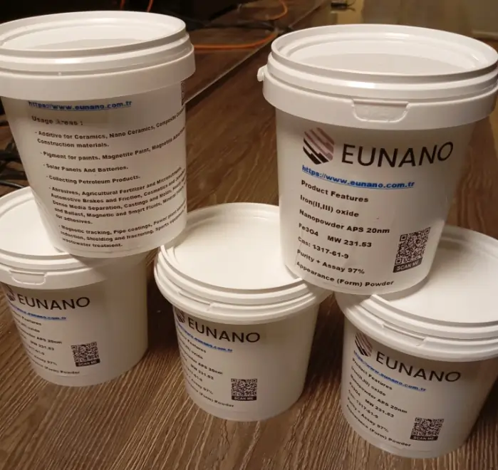 Nano fe3o4 demir 2 ve 3 özellikli 25 kilogramlık toz paketler